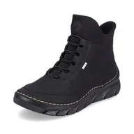 Półbuty damskie - Wygodne Półbuty Damskie Ocieplane RIEKER Płaskie Botki Wysokie Czarne 42 - miniaturka - grafika 1