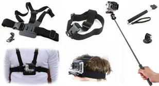 Zestaw 3W1 Monopod / Head Strap / Chest Mount Do Gopro Hero 4 3+ 3 2 1 - Paski, szelki, uprzęże foto - miniaturka - grafika 1