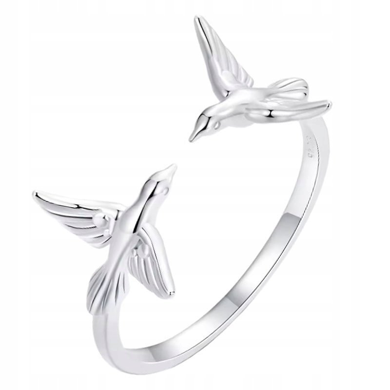 Pierścionek Srebrny Pierścionek Regulowany Zimorodki Srebro 925