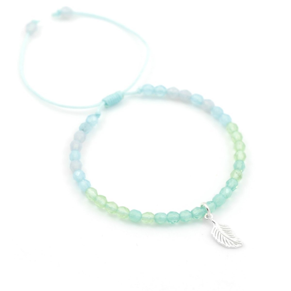 Regulowana bransoletka zawieszka liść listek, srebro 925 drobna /JG. Projekt