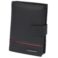 Portfele - Portfel męski z lampasem Bellugio czarno - czerwony - miniaturka - grafika 1