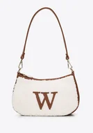 Torebki damskie - Torebka bagietka ze sztucznym futerkiem mała kremowo-brązowa - miniaturka - grafika 1