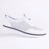 Półbuty damskie - Półbuty damskie ażurowe GOODIN GD-RS-2103 skóra wsuwane lekkie białe 38 - miniaturka - grafika 1