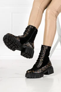 Czarne trzewiki workery sznurowane polska skóra Casu 08157-36 - Botki damskie - miniaturka - grafika 1