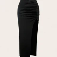 Spódnice - TEMU Spódnica Ołówkowa Bodycon dla Kobiet - Elegancka, Wysoka z Rozcięciem Bocznym, Jednokolorowa i Pralna w Pralce na Każdą Porę Roku, Masażerka o - miniaturka - grafika 1