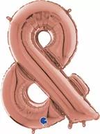 Balony i akcesoria - Balon foliowy znak & różowe złoto - 66 cm - 1 szt. - miniaturka - grafika 1