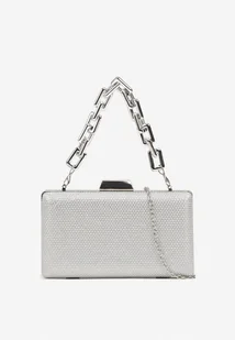 Srebrna Brokatowa Torebka Kopertówka z Łańcuszkiem Aurellia - Torebki damskie - miniaturka - grafika 1