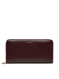 Calvin Klein Duży Portfel Damski Ck Large Zip Around LV04F1093G Bordowy - Portfele - miniaturka - grafika 1