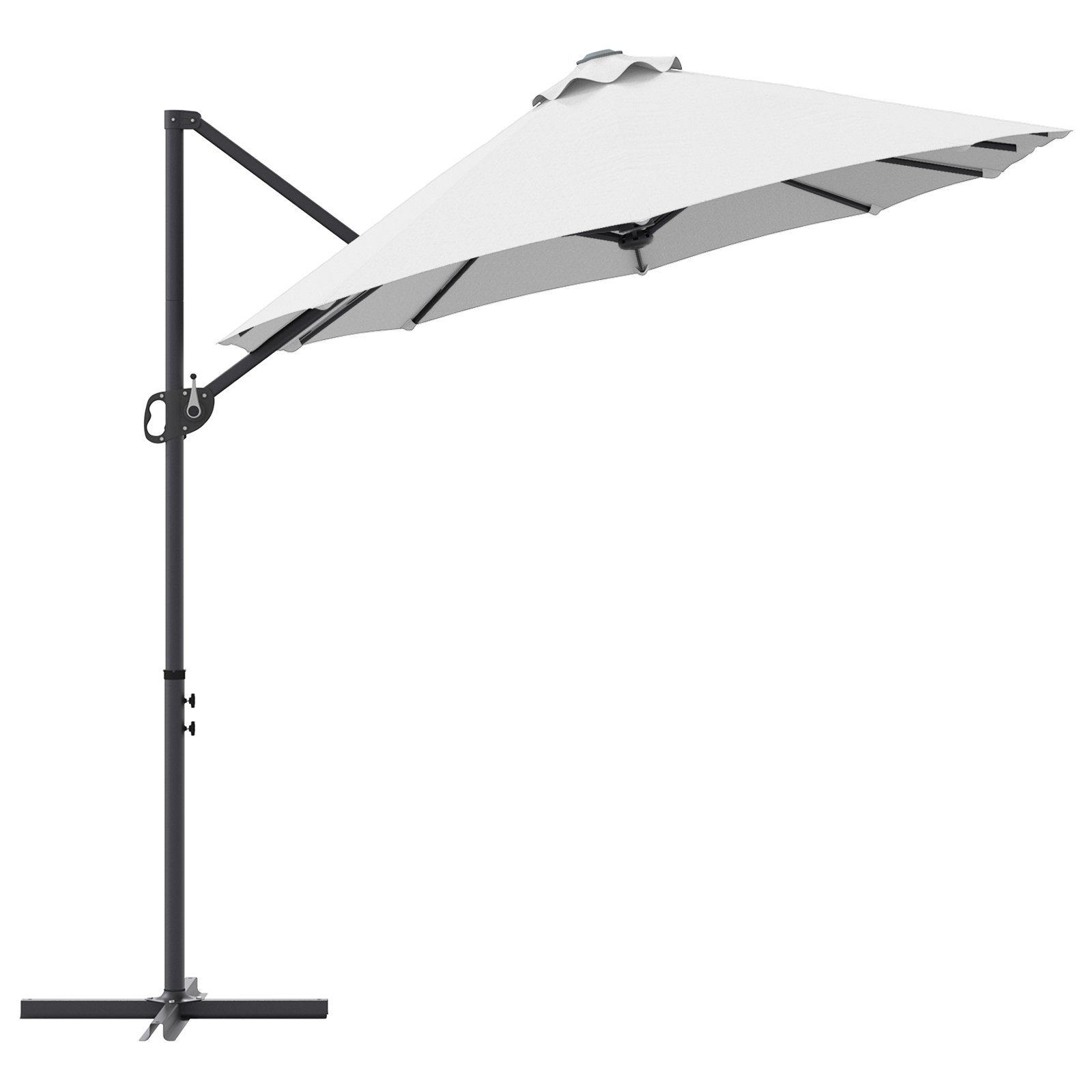 vidaXL Parasol ogrodowy z bocznym słupem piaskowy 372 x 198 x 253 cm