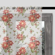 Firany - Firana świąteczna WINTER wzór BN15 | gwiazda betlejemska na szarym tle 140 x 300 cm - miniaturka - grafika 1