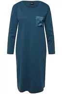 Piżamy damskie - Ulla Popken Damska koszula nocna Nightgown, satynowa kieszeń, ciemny benzynowy, 62-64 - miniaturka - grafika 1