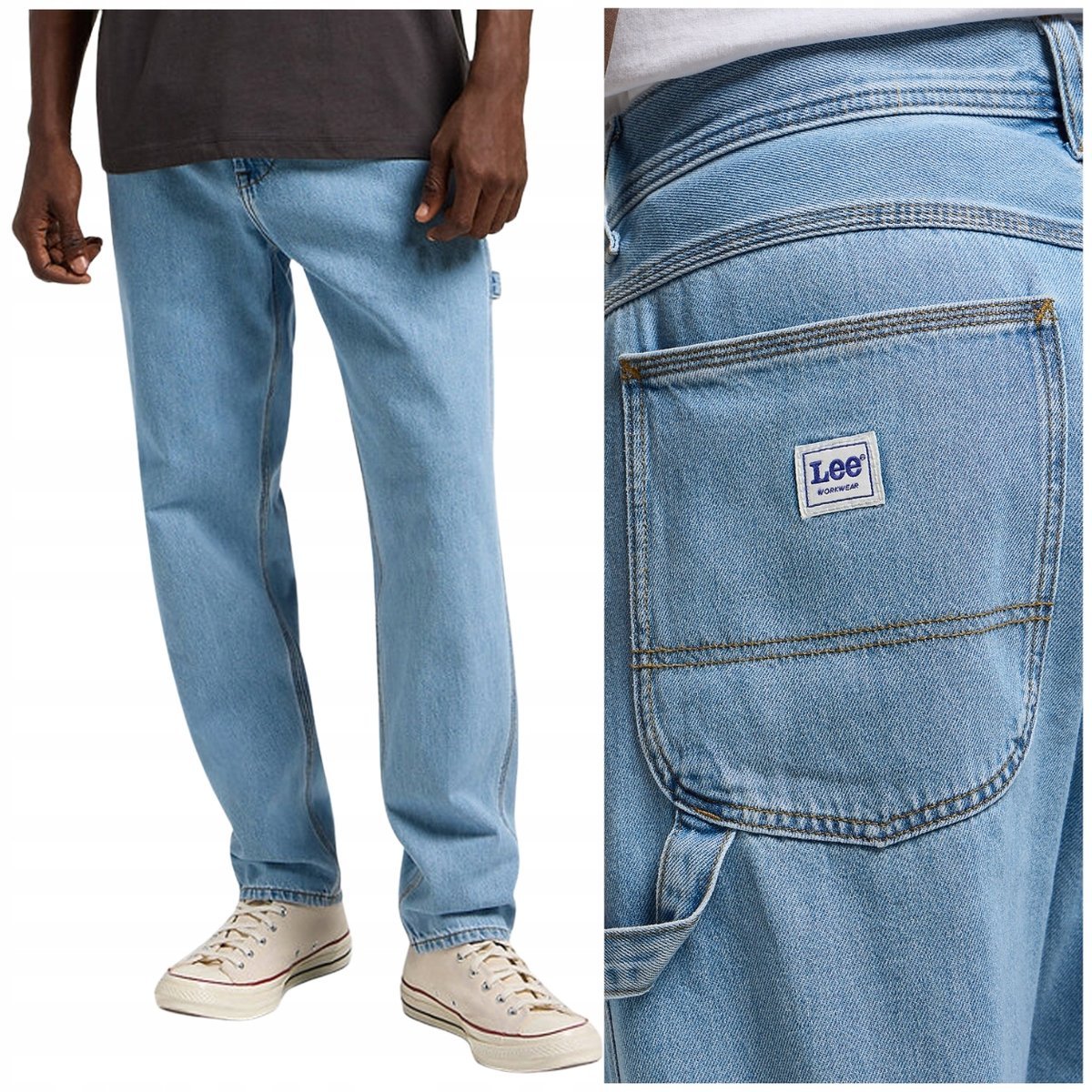 Lee CARPENTER Light WORKWEAR luźne spodnie jeansowe bez streczu W29 L32