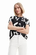 Koszulki i topy damskie - Desigual T-shirt damski, czarny, S - miniaturka - grafika 1