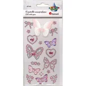 Zeszyty szkolne - Kryształki samoprzylepne motyle różowe 18 szt - miniaturka - grafika 1