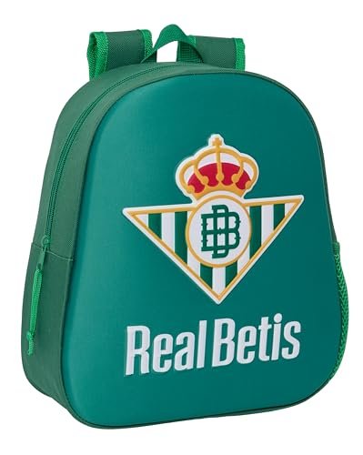 Safta REAL BETIS BALOMPIÉ plecak szkolny, wzór 3D, dostosowany do wózka, idealny dla dzieci w różnym wieku, wygodny i wszechstronny, jakość i wytrzymałość, 27 x 10 x 33 cm, zielony, Zielony, Estándar,