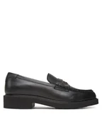 Półbuty damskie - Tommy Hilfiger Lordsy Crest Squarish Toe Penny Loafer FW0FW08633 Czarny - miniaturka - grafika 1