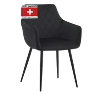 Krzesła - Krzesła do jadalni ALBATROS zestaw 1 SALO, czarne - Nowoczesne i stylowe, wygodne krzesło tapicerowane - Eleganckie krzesło kuchenne, krzesło do jadalni lub krzesło do stołu w stylu retro - miniaturka - grafika 1