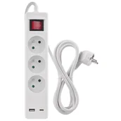 Przedłużacze i rozgałęźniki - Przedłużacz EMOS 3x zásuvka, 1×USB-A + 1×USB-C vypínač, 2m - miniaturka - grafika 1