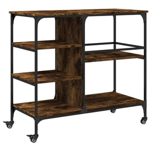 vidaXL Wózek kuchenny dąb wędzony 100x45x89,5 cm materiał drewnopochodny - Wózki kuchenne - miniaturka - grafika 1