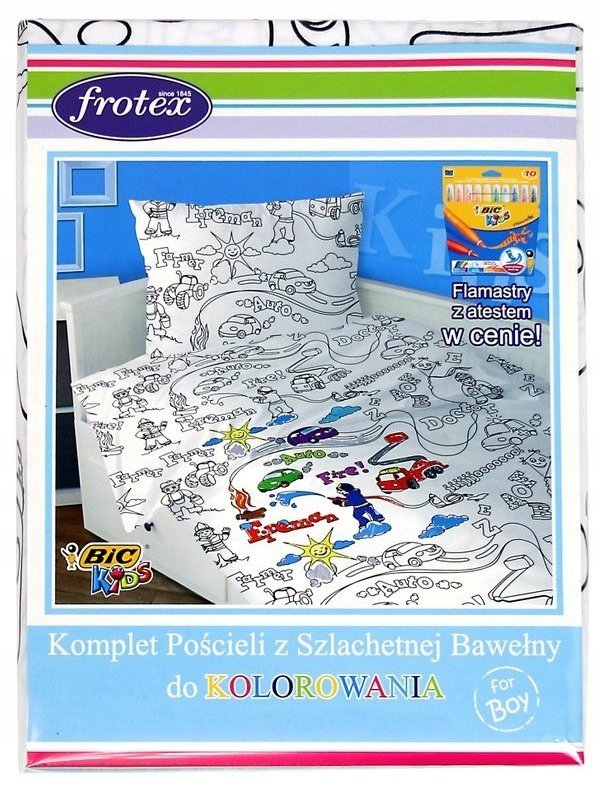 Pościel do wielokrotnego kolorowania dla dzieci 160x200 Greno BiC boy