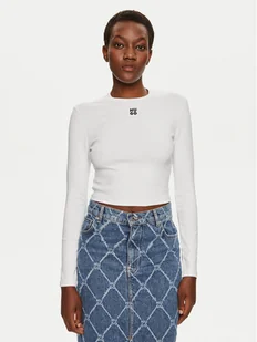 Hugo Bluzka Dafilomena_3 50518378 Biały Slim Fit - Bluzki damskie - miniaturka - grafika 1