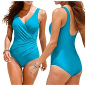 Stroje kąpielowe - KOSTIUM KĄPIELOWY PLUS SIZE WYSZCZUPLAJĄCY BASEN PLAŻA STRÓJ JEDNOCZĘŚCIOWY XL - miniaturka - grafika 1