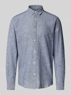 Koszule męskie - Koszula lniana o kroju slim fit z kołnierzykiem typu kent model ‘CAIDEN’ - miniaturka - grafika 1