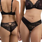 Majtki damskie - Majtki Alles Truffle Noir brazylijskie czarne z czekoladą - Rozmiar 38 - miniaturka - grafika 1