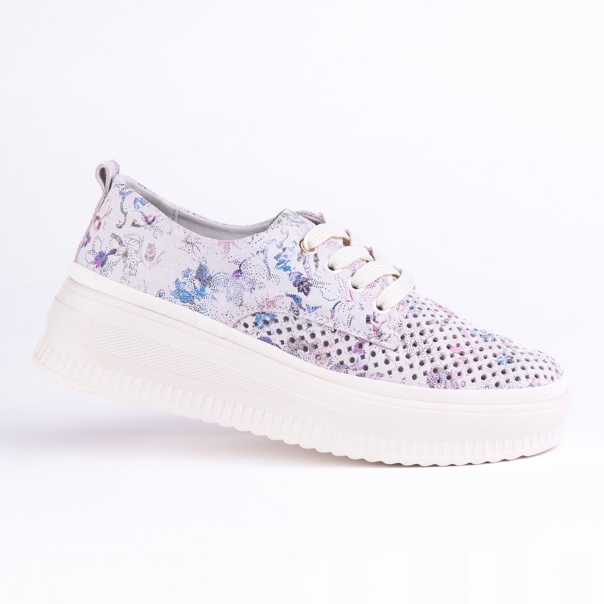 Półbuty damskie sportowe GOODIN GD-XF-240 ażurowe skóra lekkie kwiaty 41