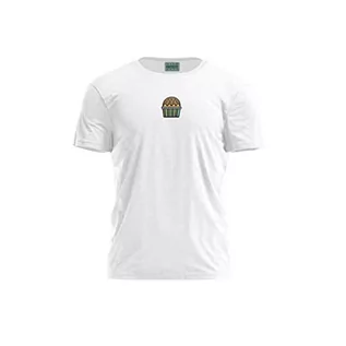 Koszulki męskie - Bona Basics, Męski T-shirt z cyfrowym nadrukiem,% 100 bawełna, biały, na co dzień, męski top, rozmiar: L, biały, L - grafika 1