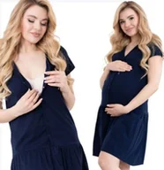 Piżamy ciążowe - Formommy Koszula Ciążowa Karmienia Falbanka Granatowa 4XL - miniaturka - grafika 1
