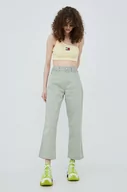 Spodnie damskie - Tommy Jeans spodnie z domieszką lnu BETSY damskie kolor zielony szerokie high waist - miniaturka - grafika 1
