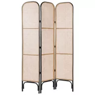 Parawany - 3-panelowy składany parawan pokojowy rattanowy 105 x 180 cm naturalny z czarnym POTENZA - miniaturka - grafika 1