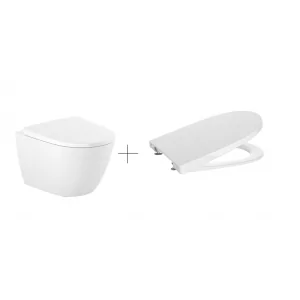 ROCA A346688S00 + A801E22001 ONA Miska WC podwieszana Compacto Rimless + Deska wolnoopadająca Compacto SUPRALIT® - Miski WC - miniaturka - grafika 1