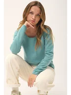 Swetry damskie - Just Cashmere Kaszmirowy sweter "Fiona" w kolorze turkusowym - miniaturka - grafika 1