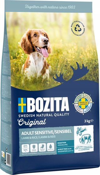 Bozita Original Sensitive Digestion, jagnięcina i ryż - bez pszenicy - 2 x 3 kg