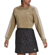 Bluzy damskie - Bluza damska Adidas Original University T Cropped Sweatshirts baełniana crop krótka khaki-S - miniaturka - grafika 1