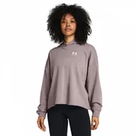 Bluzy damskie - Damska bluza dresowa nierozpinana z kapturem Under Armour UA Rival Terry OS Hoodie - beżowa - miniaturka - grafika 1