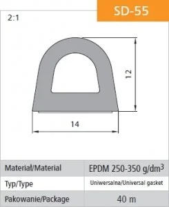 USZCZELKA SAMOPRZYLEPNA CZARNA SD-55/4-0 DGP 14*12 MB - Uszczelki - miniaturka - grafika 1