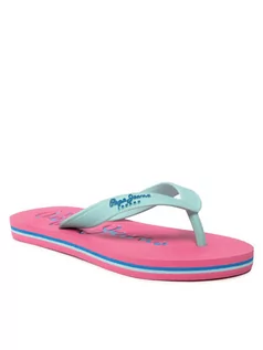 Buty dla dziewczynek - Pepe Jeans Japonki Bay Beach Brand G PGS70048 Niebieski - grafika 1