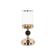 Świeczniki - Lampion szklany 13,5 x 30,5 cm złoto-czarny - miniaturka - grafika 1