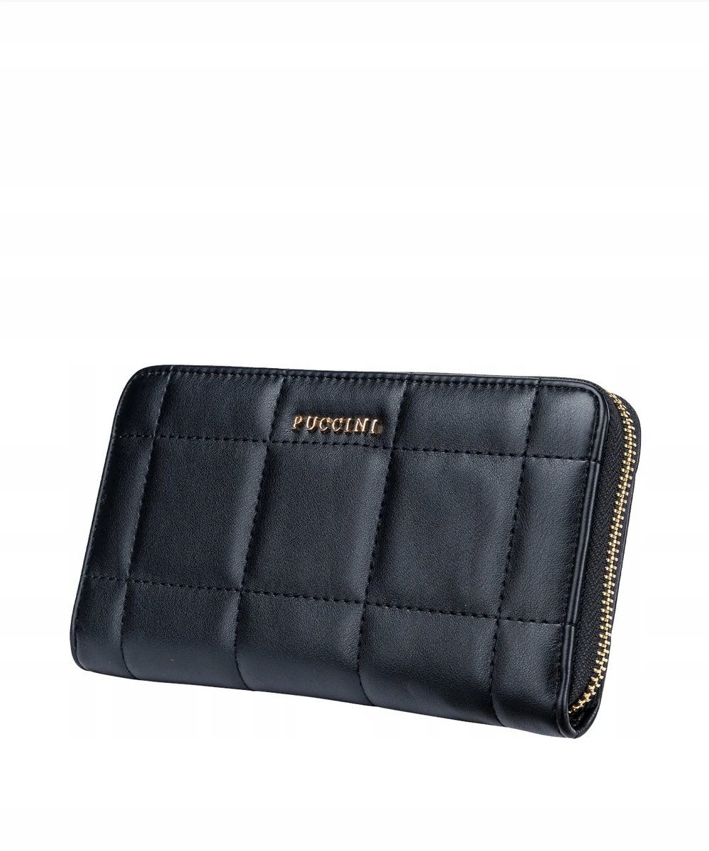 Portfel Damski Duży Na Karty PUCCINI Czarny Pikowany Na Zamek BLP832A 1