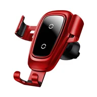 Ładowarki do telefonów - Baseus Metal Gravity Wireless Charger metalowy uchwyt samochodowy na kratkę wentylacyjną bezprzewodowa ładowarka Qi czerwony (WXYL-B09) - miniaturka - grafika 1