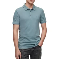 Koszulki męskie - BOSS Męska koszulka polo Passenger Slim-Fit z rozciągliwej bawełny z naszywką z logo, Open Green375, M - miniaturka - grafika 1