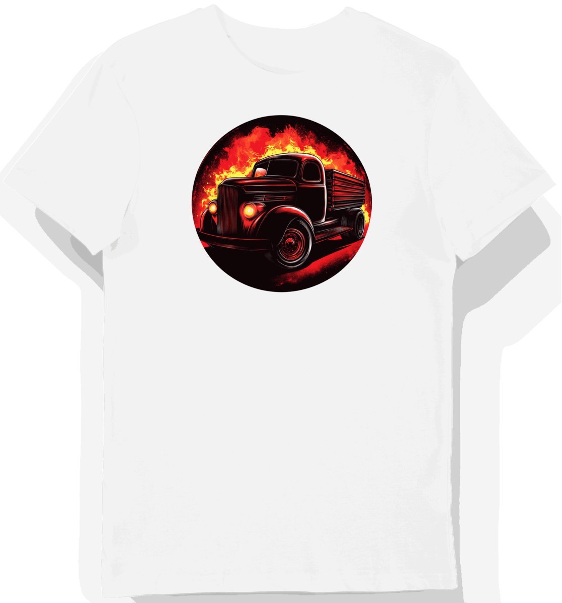 Koszulka męska biała z nadrukiem klasycznego czerwonego ciężarówki XL