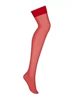 Pończochy - Obsessive Delikatne czerwone pończochy do podwiązek rozmiar L/XL - miniaturka - grafika 1