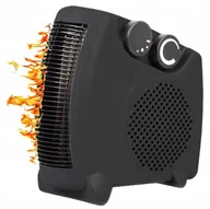 Ogrzewanie przenośne - Termowentylator stojąco-leżący z termostatem Czarny grzejnik elektryczny - miniaturka - grafika 1