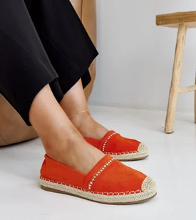 Pomarańczowe espadryle z cyrkoniami Abia-38 - Espadryle damskie - miniaturka - grafika 1