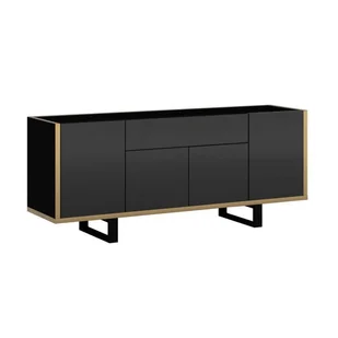 Nowoczesna komoda HENRY 4F 1SZ Czarny połysk + złoty - Komody - miniaturka - grafika 1