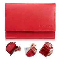 Portfele - Portfel Damski Skórzany Portfele Damskie Brodrene Rfid ze Skóry Czerwony - miniaturka - grafika 1